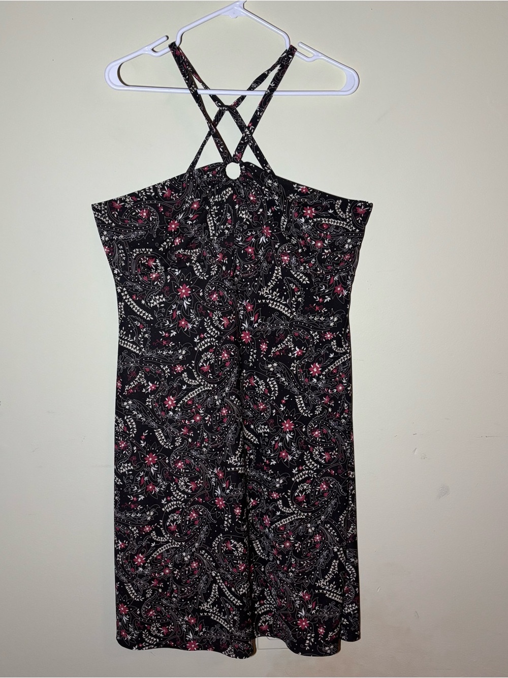 LOFT Brown Strapless Floral Midi Dress with Ring Halter - Picture 2 of 7